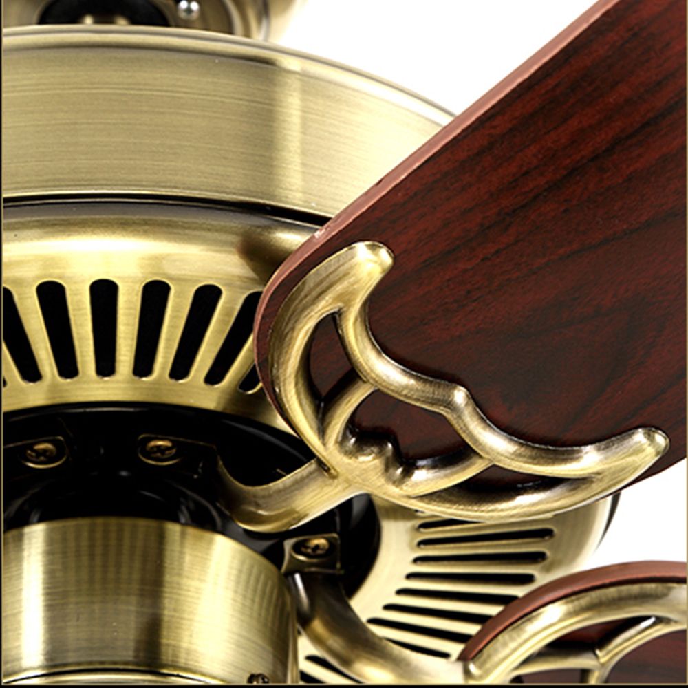 52” Ceiling Fan Light Bronze with Glass Lights & Wood Blades | Ceiling Lights