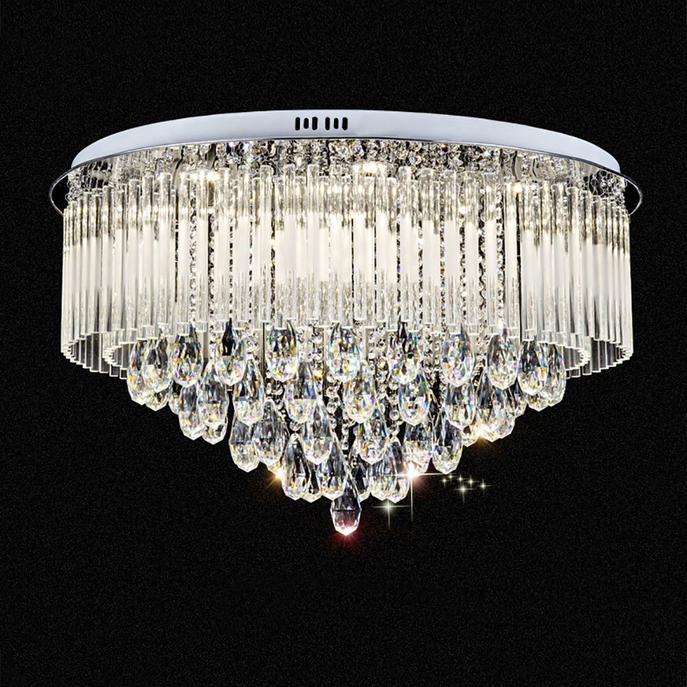 Modern Round K9 Crystal LED Flush Ceiling Light 65–80cm | Ceiling Lights & Chandeliers