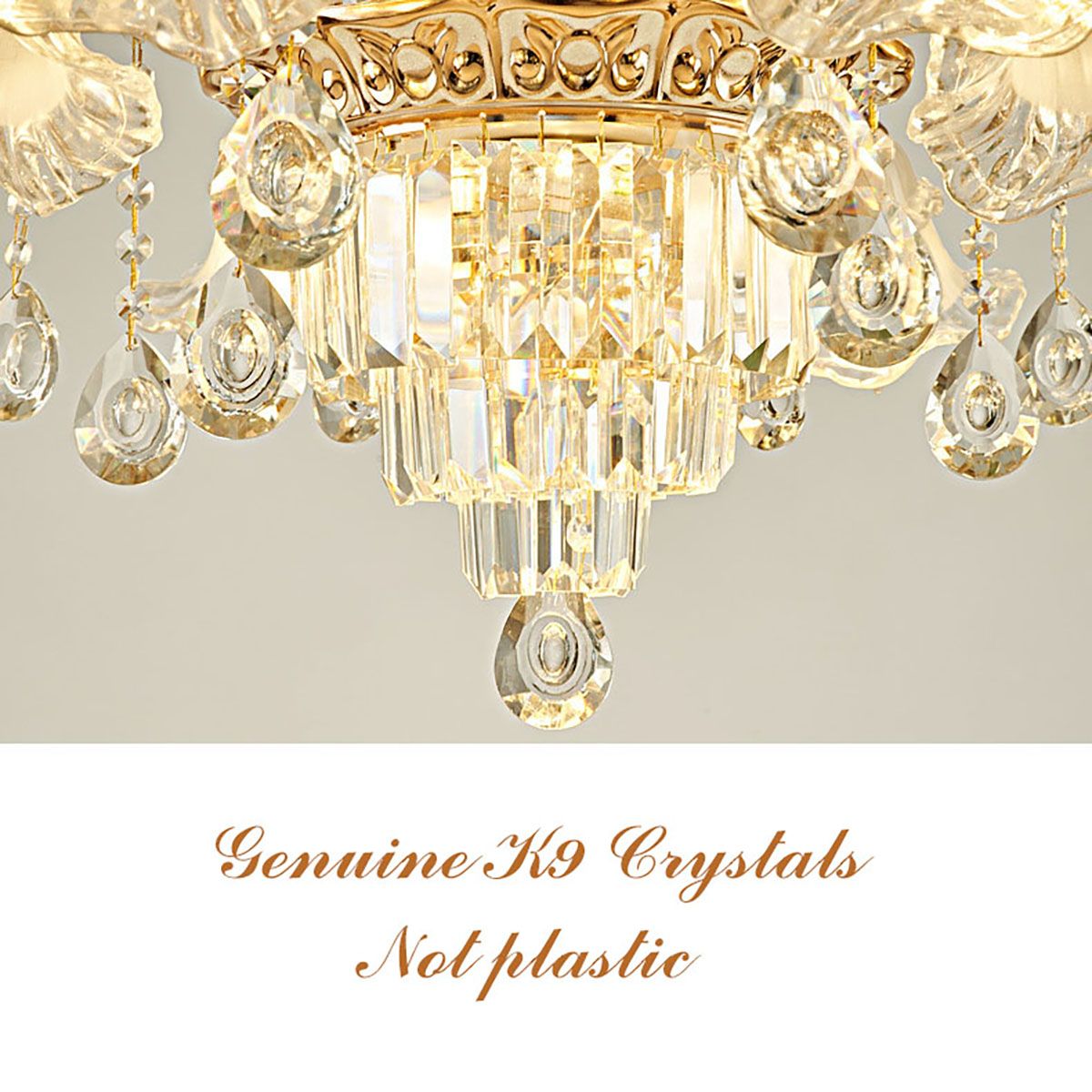 Blue Ceramic Gold Metal Arms K9 Crystal Chandelier Pendant Lamp | Ceiling Lights & Chandeliers