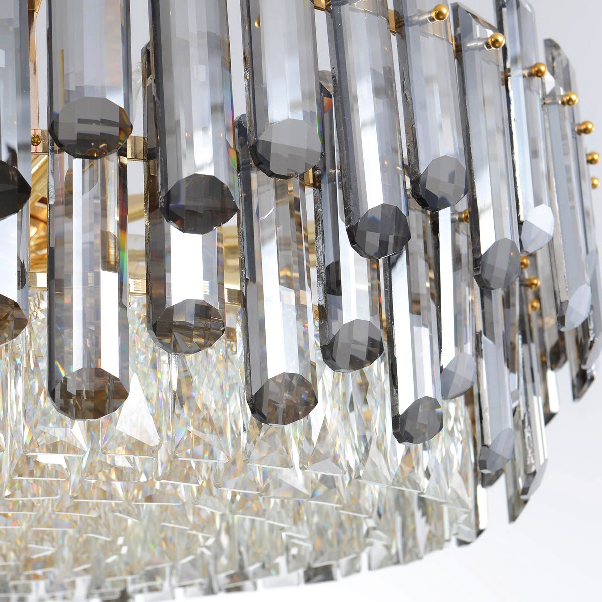 Smoky Clear Crystal Gold Metal Postmodern Chandelier Pendant | Ceiling Lights & Chandeliers