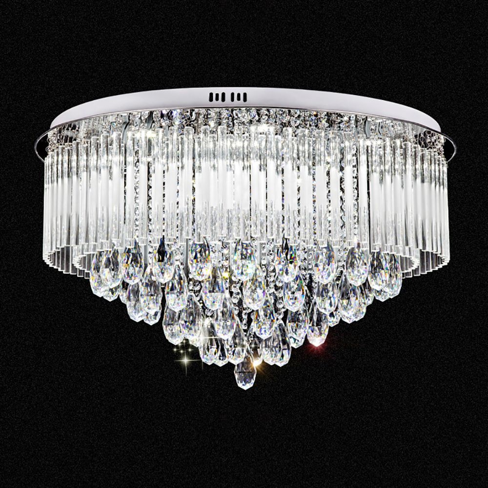 Modern Round K9 Crystal LED Flush Ceiling Light 65–80cm | Ceiling Lights & Chandeliers