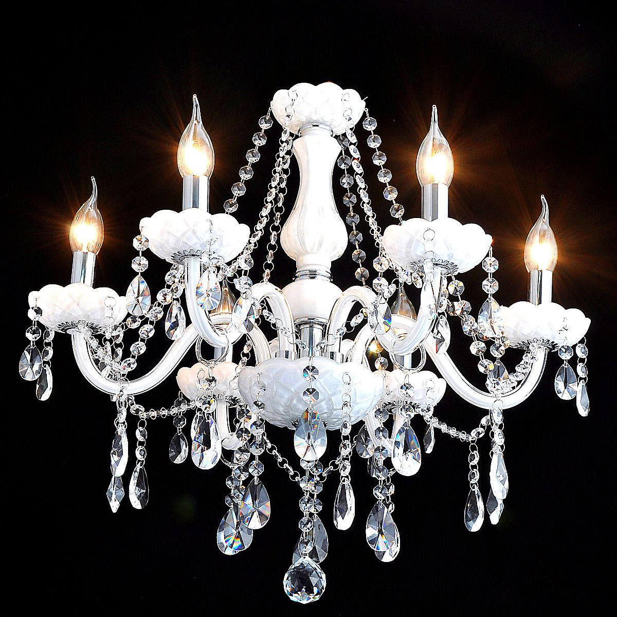 Genuine K9 Crystal White 6/8/10 Arms Chandelier Pendant Ceiling Light | Ceiling Lights & Chandeliers