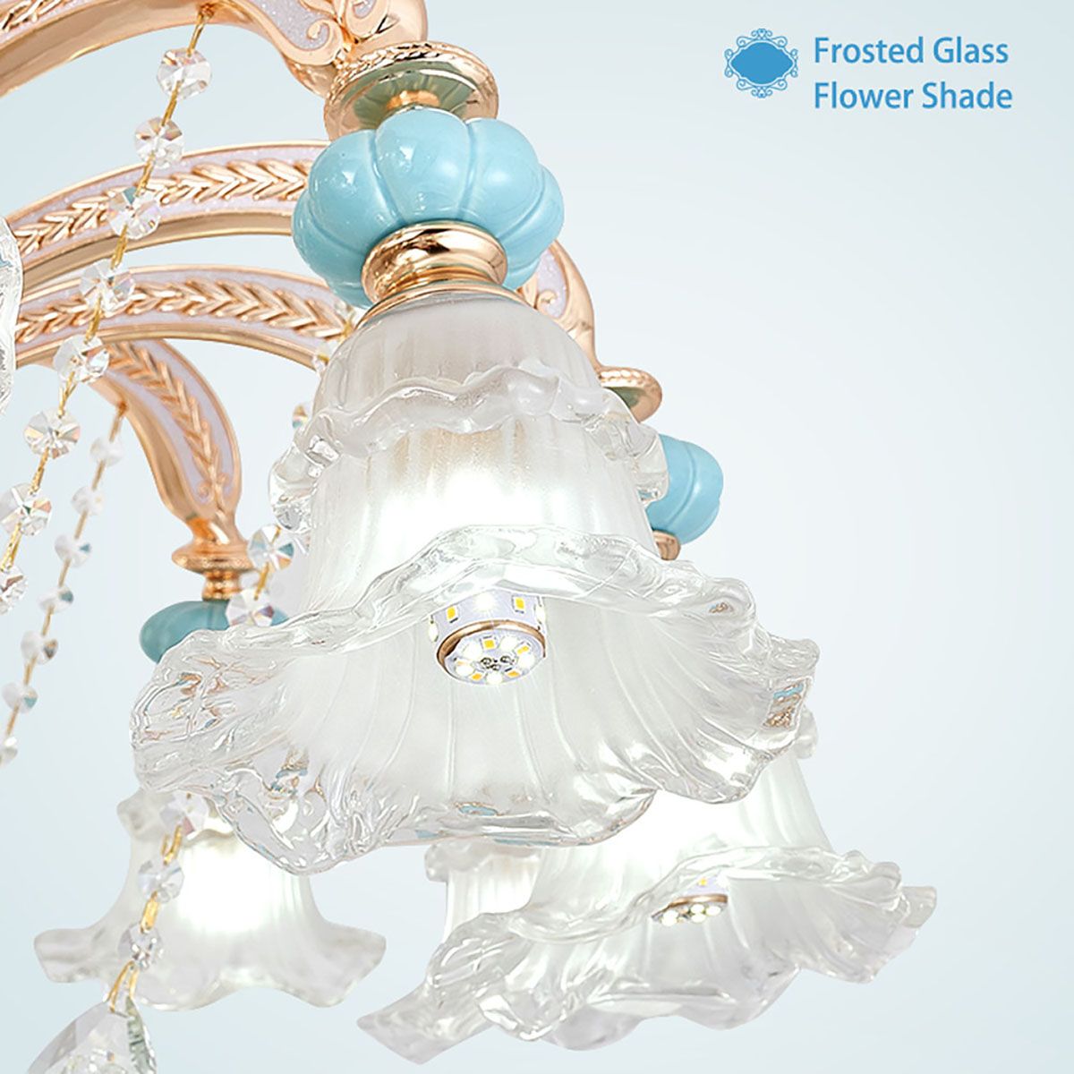 Blue Ceramic Gold Crystal Wall Light – 1/2 Arms Chandelier Style