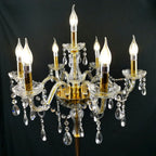 Genuine K9 Crystal Clear Golden 7 Arms Chandelier Floor Lamp | Floor Lighting