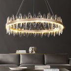 Ring Chandelier Genuine Crystal 3 LED Colours Dimmable Remote | Ceiling Lights & Chandeliers