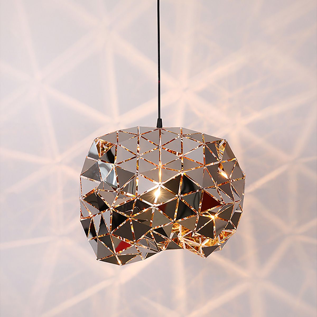 Stainless Steel Triangle Pattern Pendant Light Mirror Finish | Ceiling Lights & Chandeliers