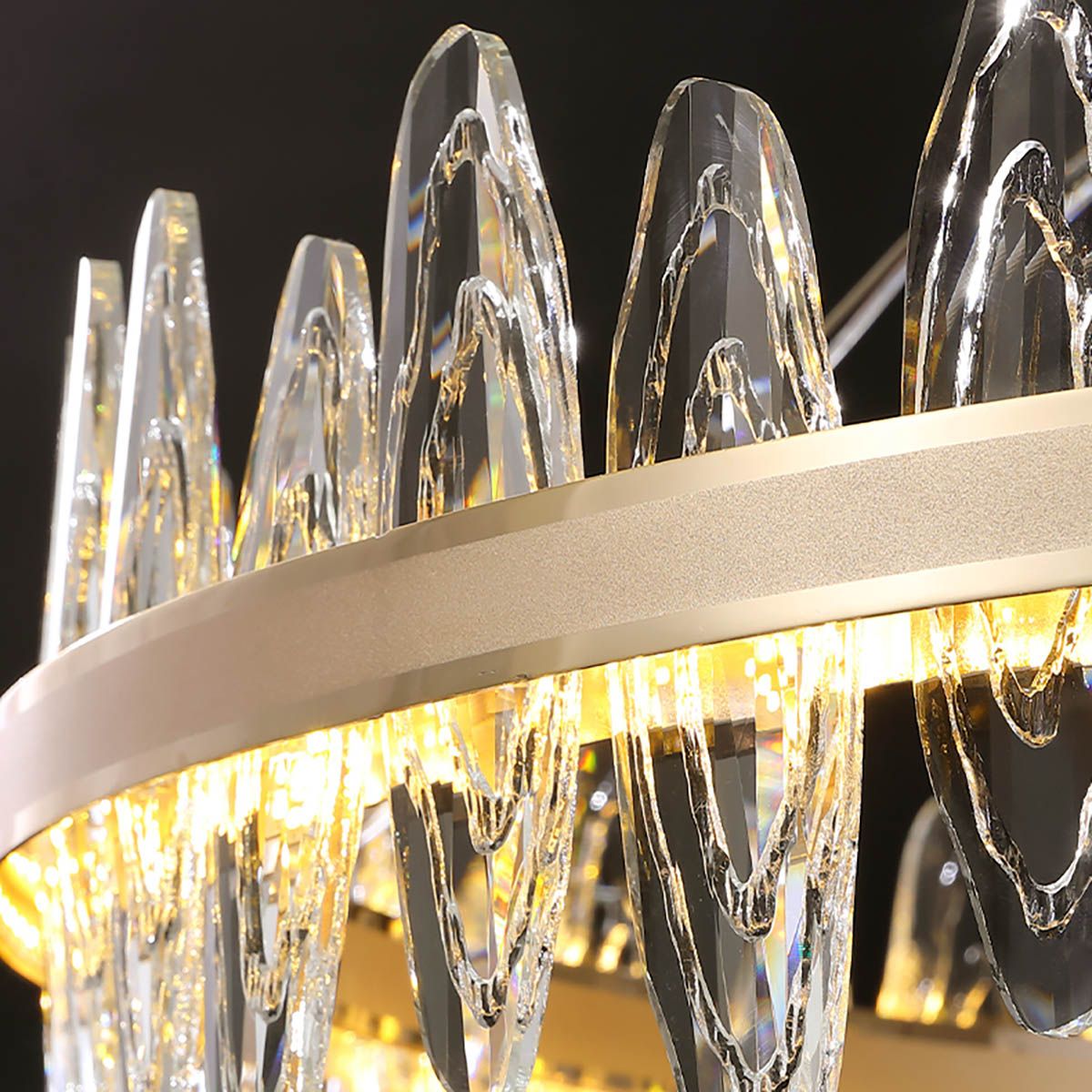 Ring Chandelier Genuine Crystal 3 LED Colours Dimmable Remote | Ceiling Lights & Chandeliers