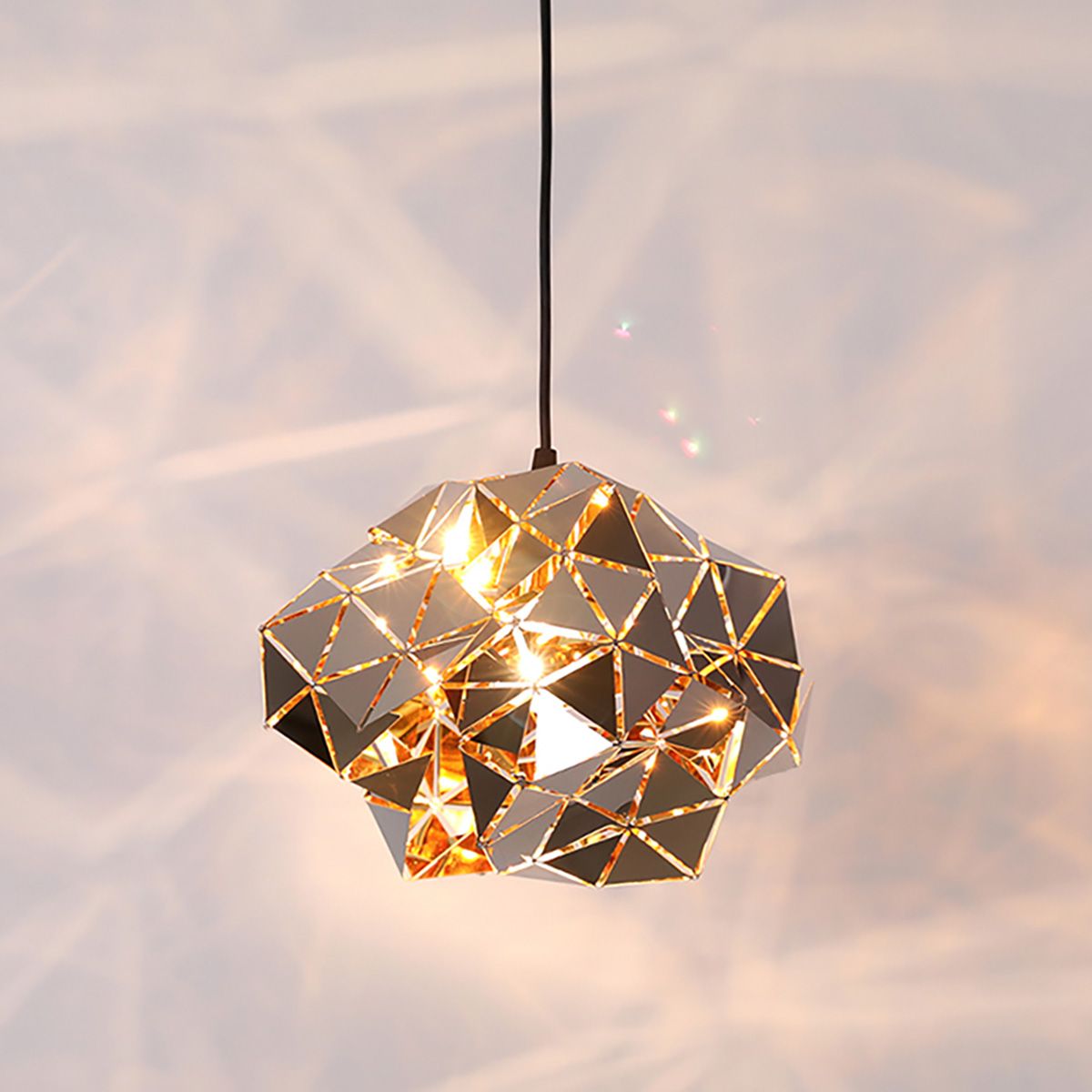 Stainless Steel Triangle Pattern Pendant Light Mirror Finish | Ceiling Lights & Chandeliers
