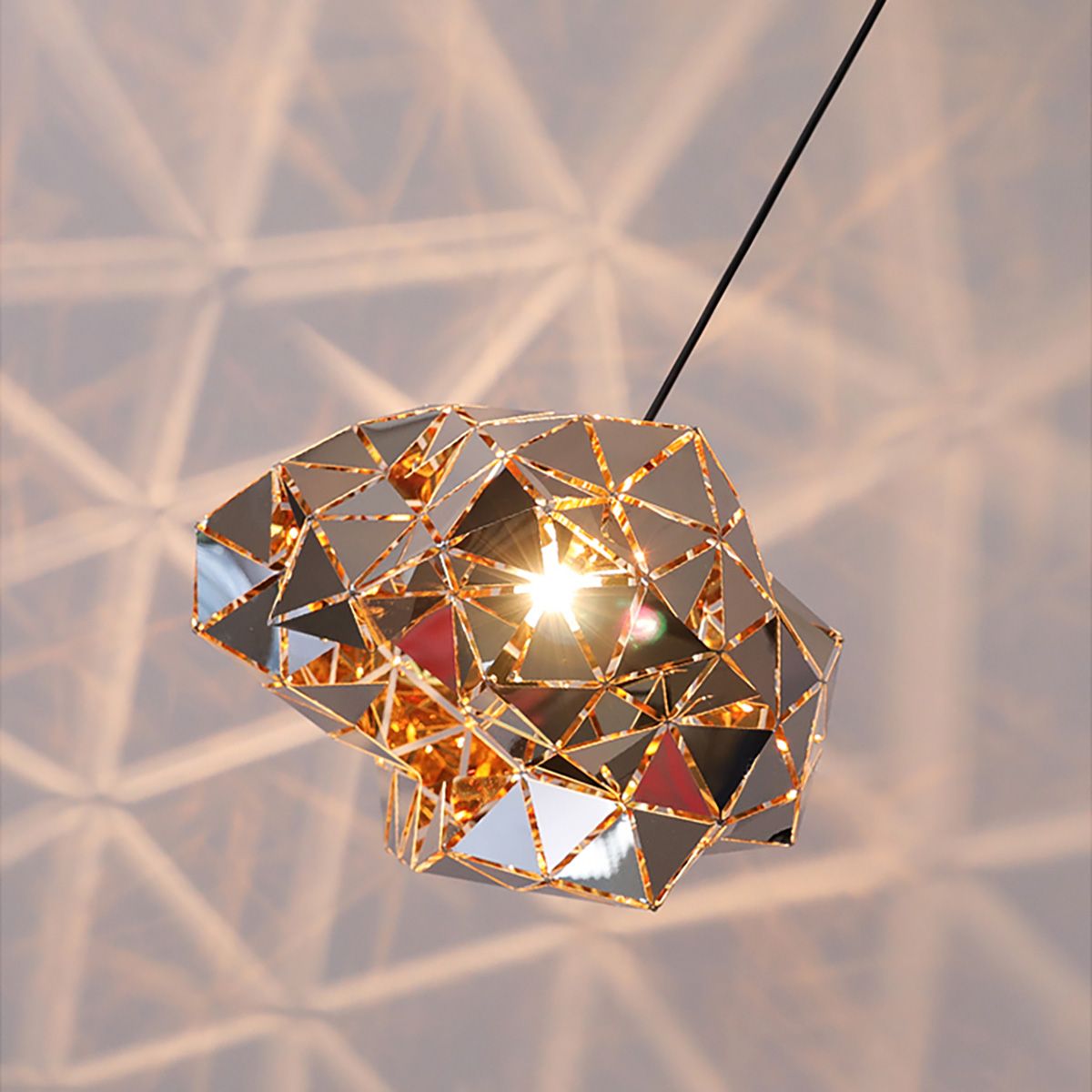 Stainless Steel Triangle Pattern Pendant Light Mirror Finish | Ceiling Lights & Chandeliers