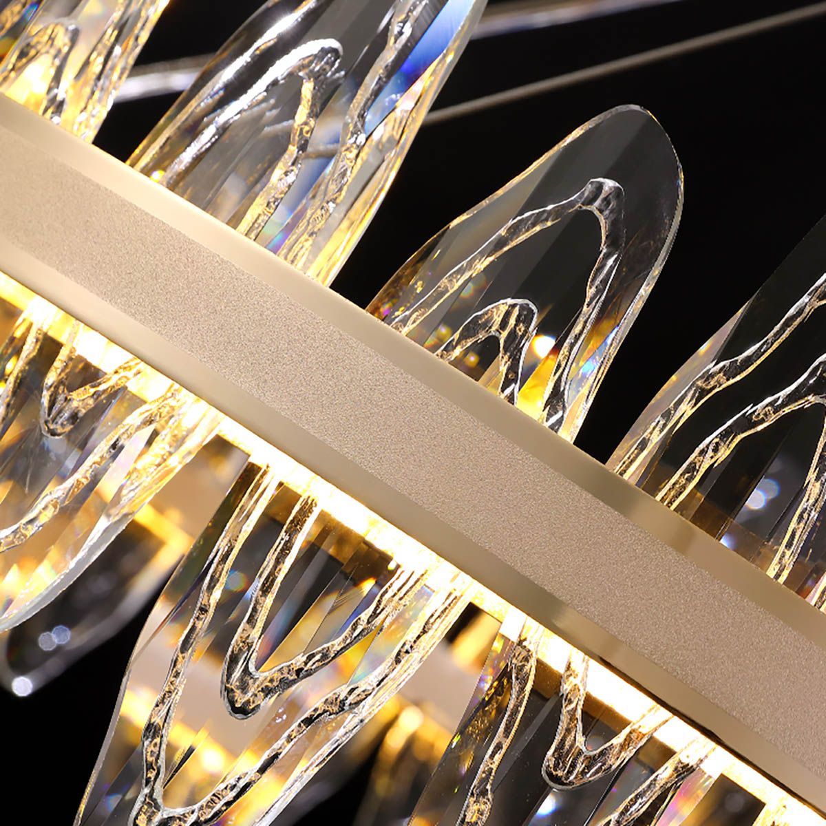 Ring Chandelier Genuine Crystal 3 LED Colours Dimmable Remote | Ceiling Lights & Chandeliers