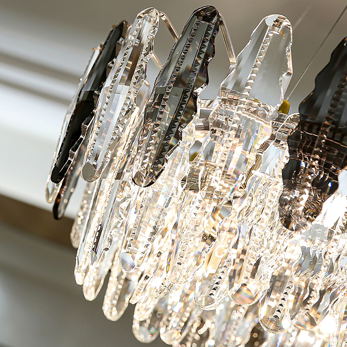 Smoky Clear Crystal Gold Metal Postmodern Dining Chandelier | Ceiling Lights & Chandeliers