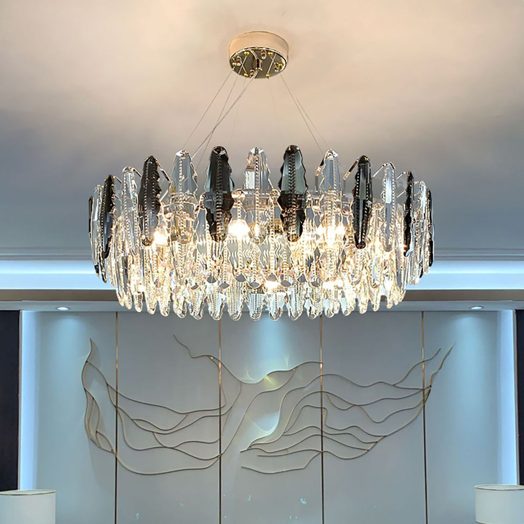 Smoky Clear Crystal Gold Metal Postmodern Chandelier Pendant | Ceiling Lights & Chandeliers