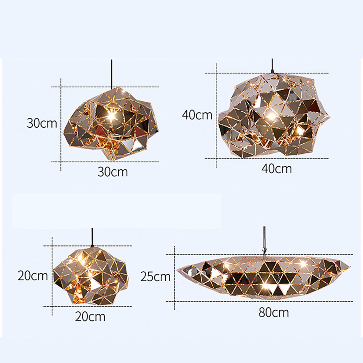 Stainless Steel Triangle Pattern Pendant Light Mirror Finish | Ceiling Lights & Chandeliers