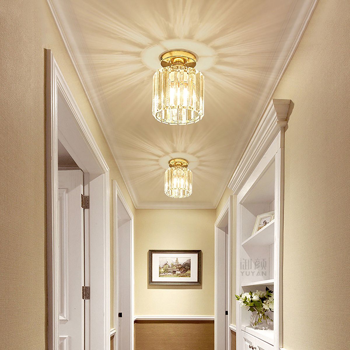 Genuine Crystal Hallway Flush Ceiling Light Chandelier | Ceiling Lights