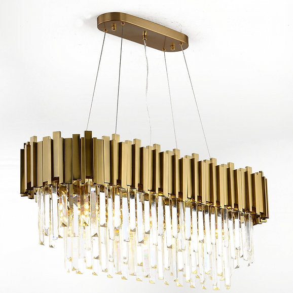 Clear and Gold Postmodern Pendant Chandelier Ceiling Light Genuine K9 Crystals