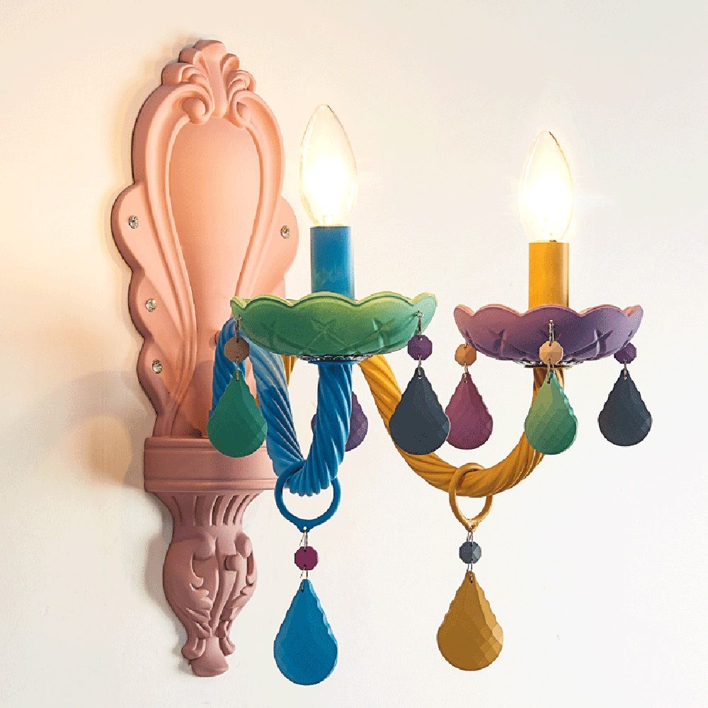 Macaron Colour 2 Arms Crystal Wall Light – K9 Chandelier Style