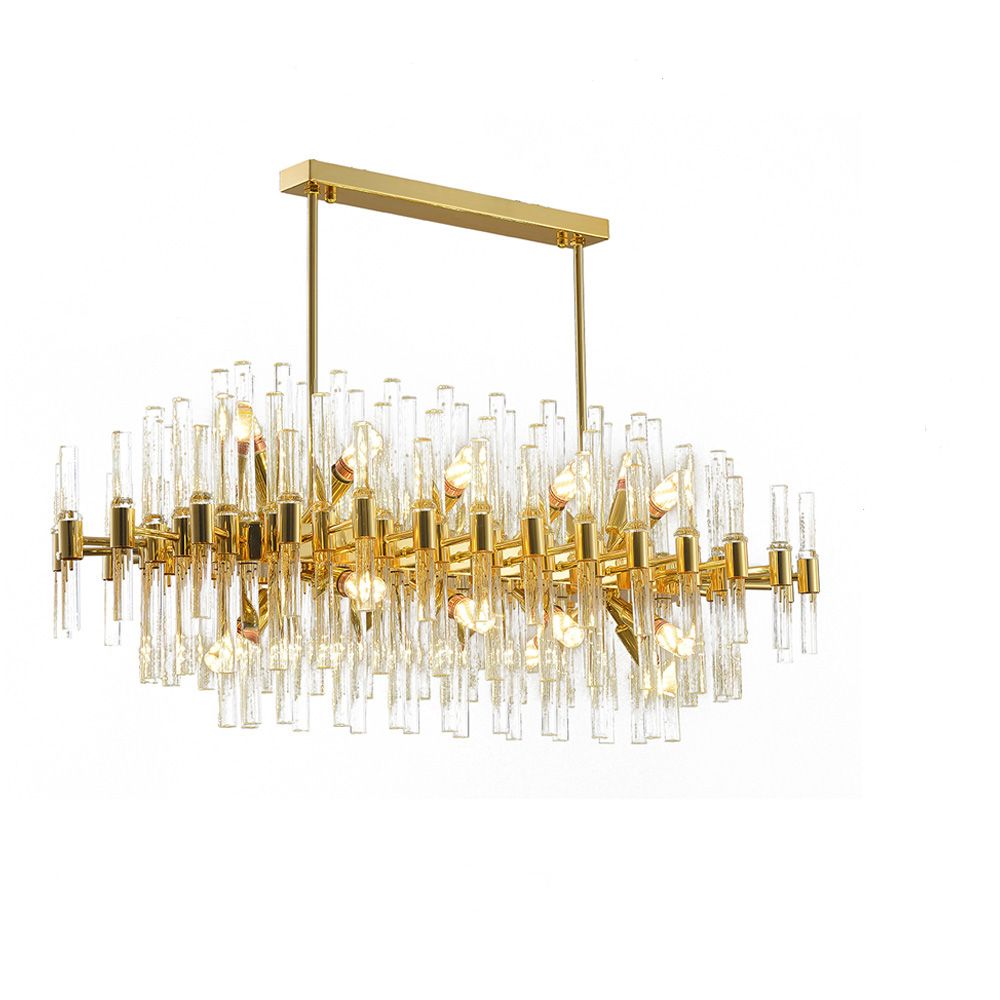 Smoky Clear Crystal Gold Metal Postmodern Dining Chandelier | Ceiling Lights & Chandeliers