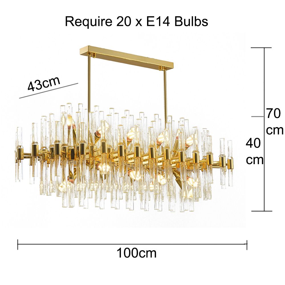Smoky Clear Crystal Gold Metal Postmodern Dining Chandelier | Ceiling Lights & Chandeliers