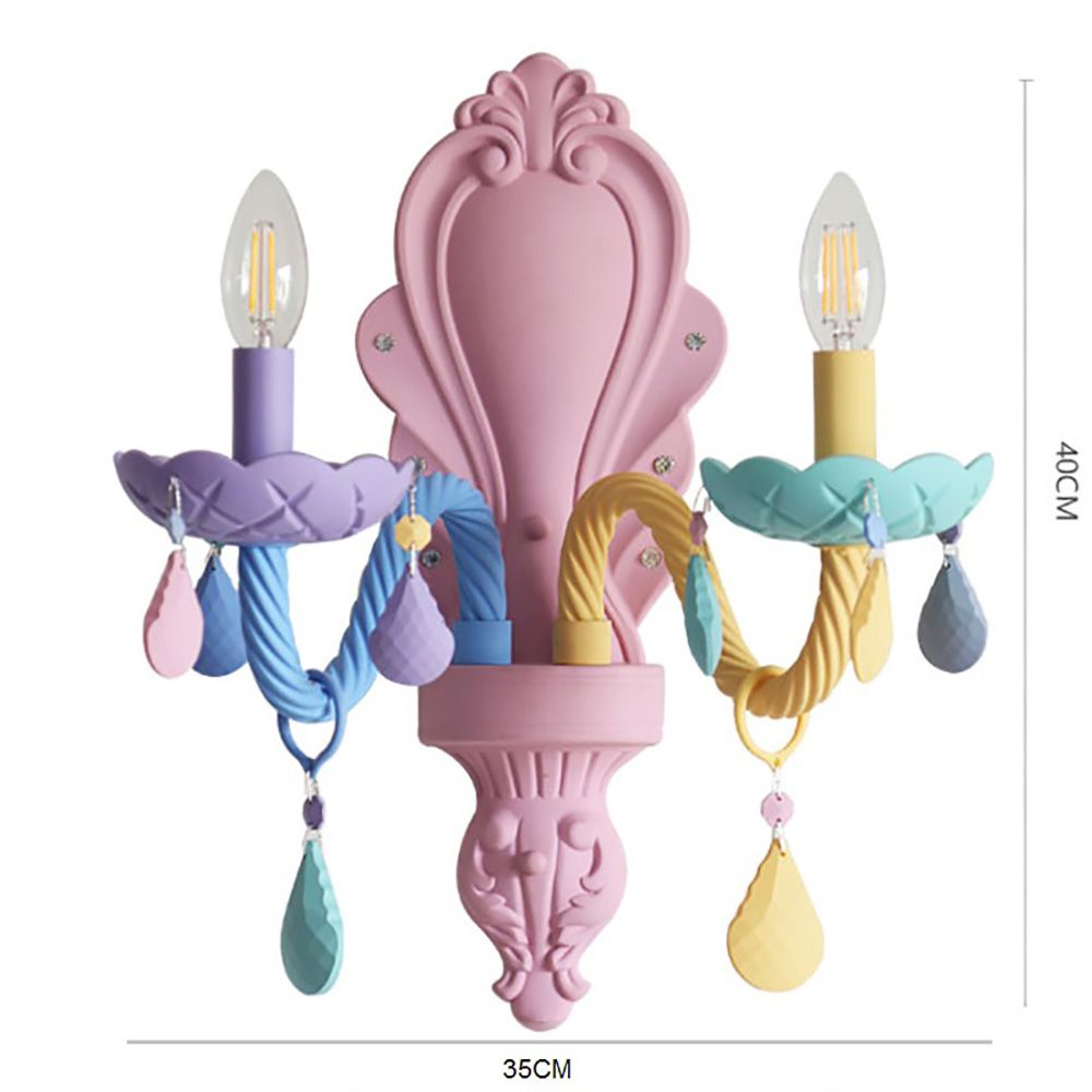 Macaron Colour 2 Arms Crystal Wall Light – K9 Chandelier Style
