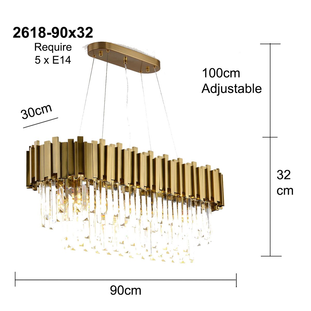 Smoky Clear Crystal Gold Metal Postmodern Dining Chandelier | Ceiling Lights & Chandeliers