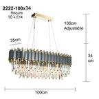 Dark Carbon Grey Clear Crystal Gold Postmodern Dining Chandelier | Ceiling Lights & Chandeliers