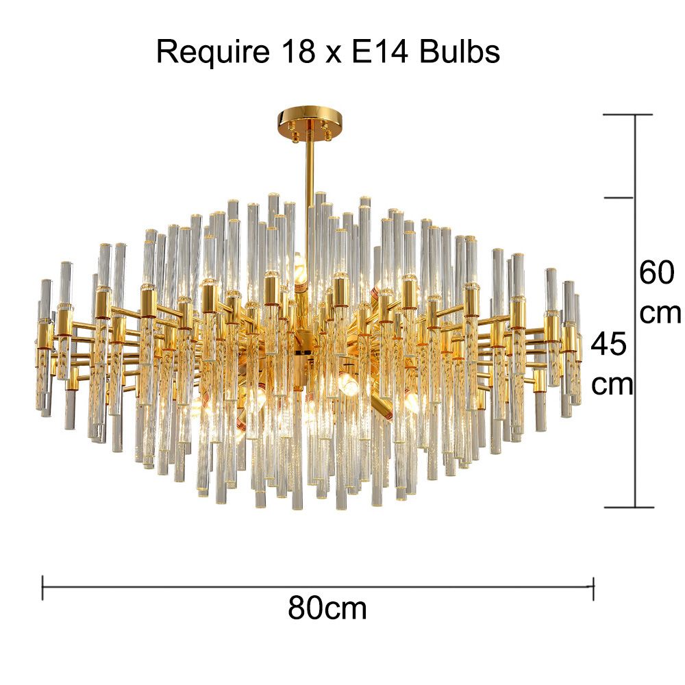 Clear Crystal Rods and Golden Postmodern Genuine K9 Crystal Chandelier